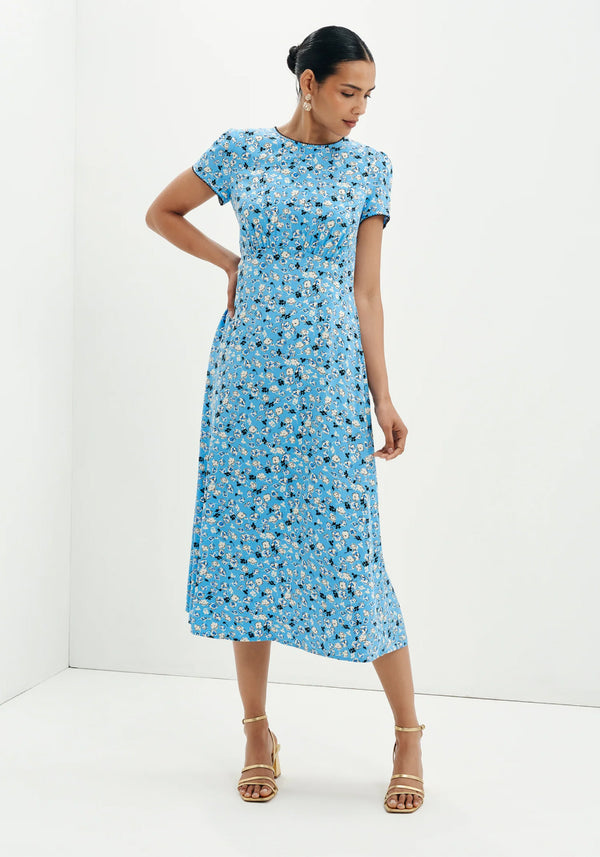 Lorna Blue Ditsy Empire Waist Dress