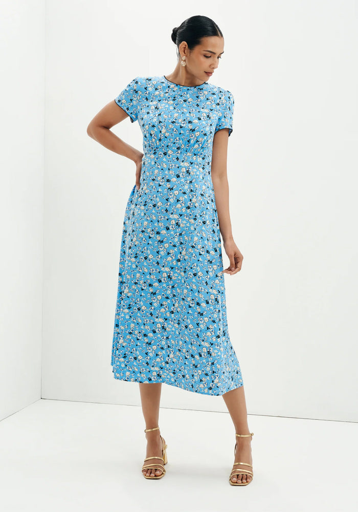Lorna Blue Ditsy Empire Waist Dress