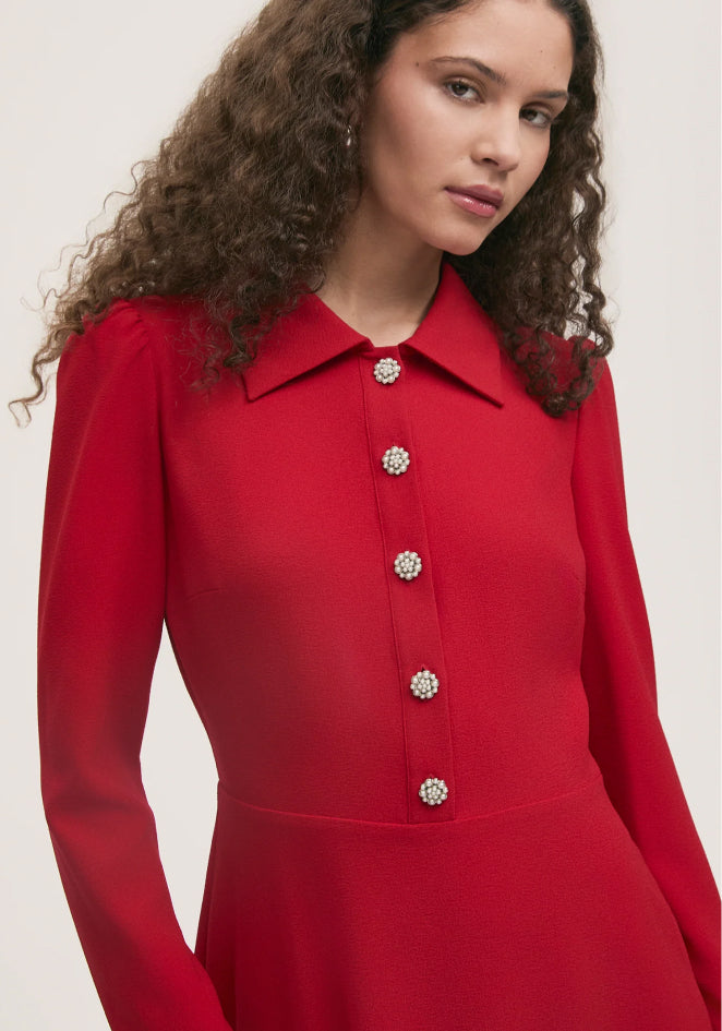 Lucia Red Crepe Midi Dress