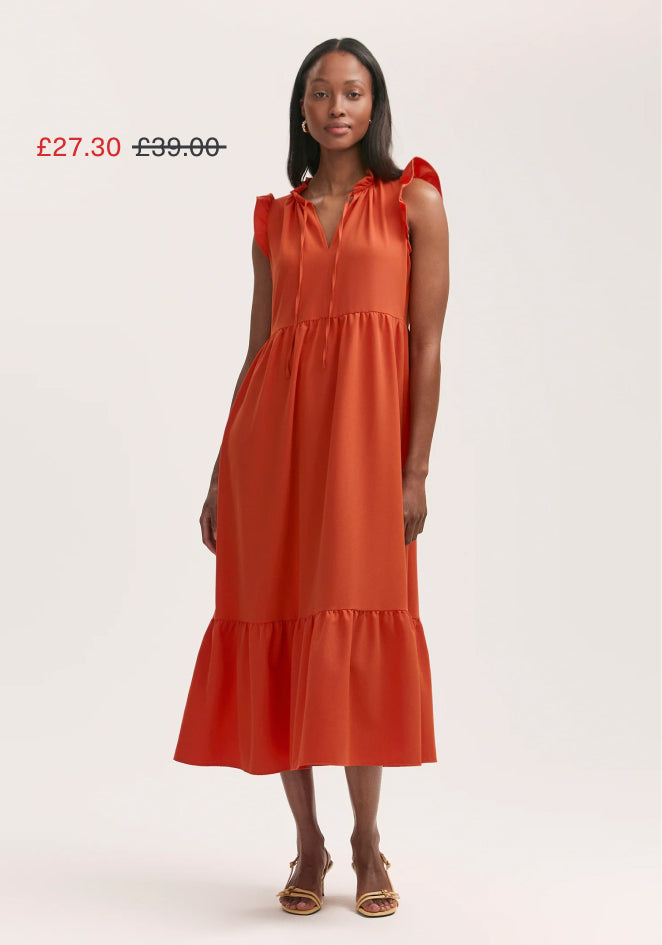 Scout Orange Crepe Midi Dress