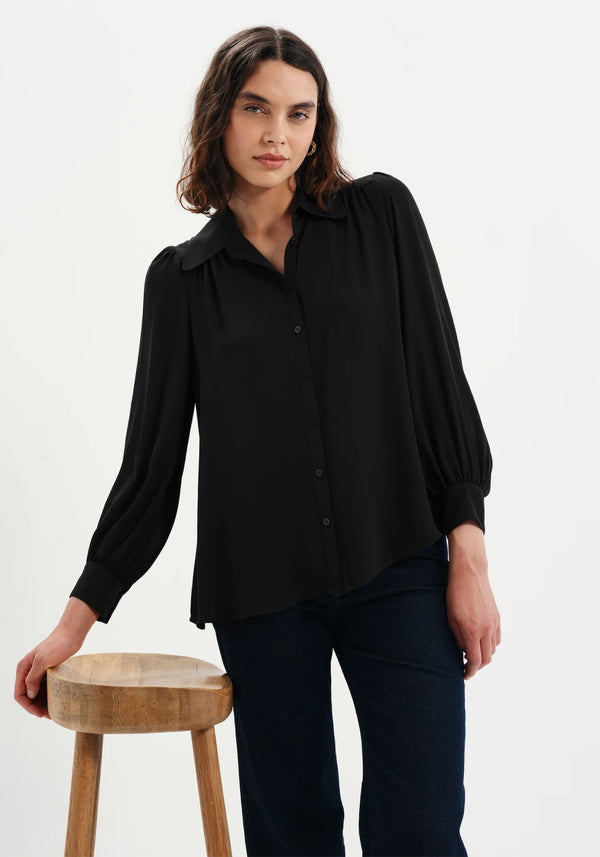 Melina Black Lightweight Yoke Blouse