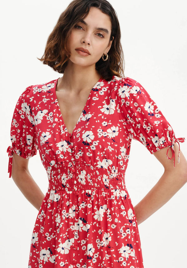 Margot Floral Puff Sleeve Button Through Dress