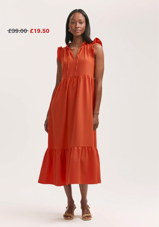 Scout Orange Crepe Midi Dress