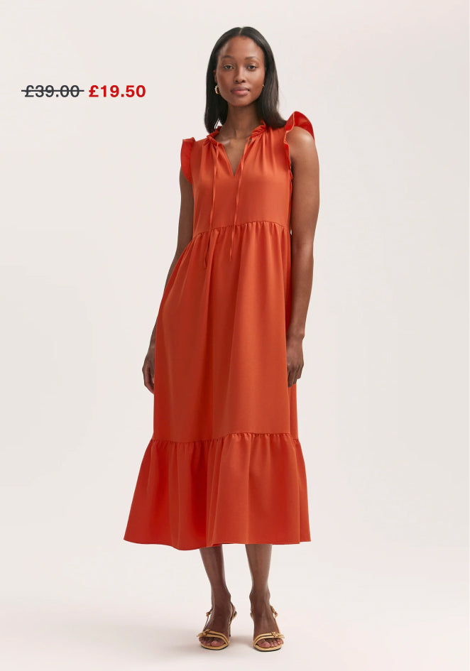 Scout Orange Crepe Midi Dress