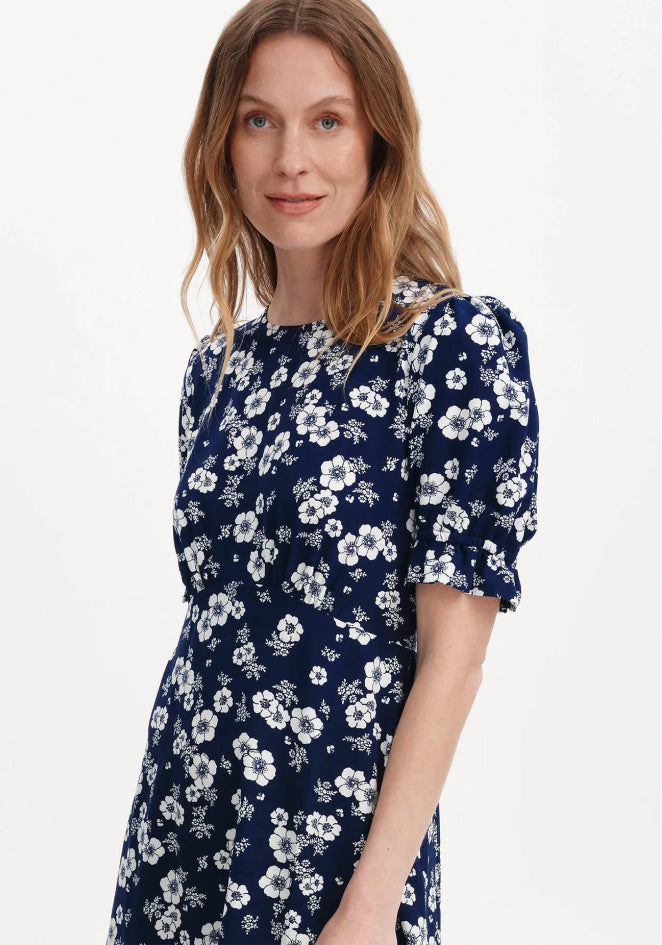 Mela Navy Floral Midi Tea Dress
