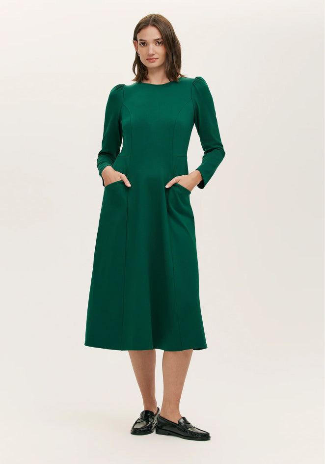 Felice Bottle Green Ponte Jersey Midi Dress