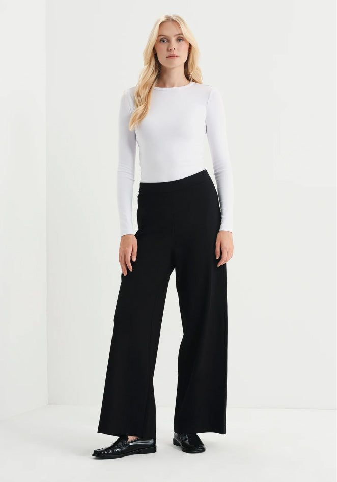 Kenzie Black Ponte Jersey Wide Leg Trousers