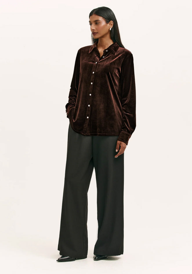 Sayge Mocha Velvet Shirt