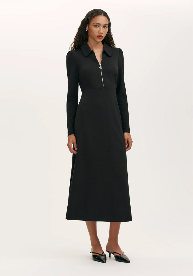 Elvira Black Jersey Midi Dress