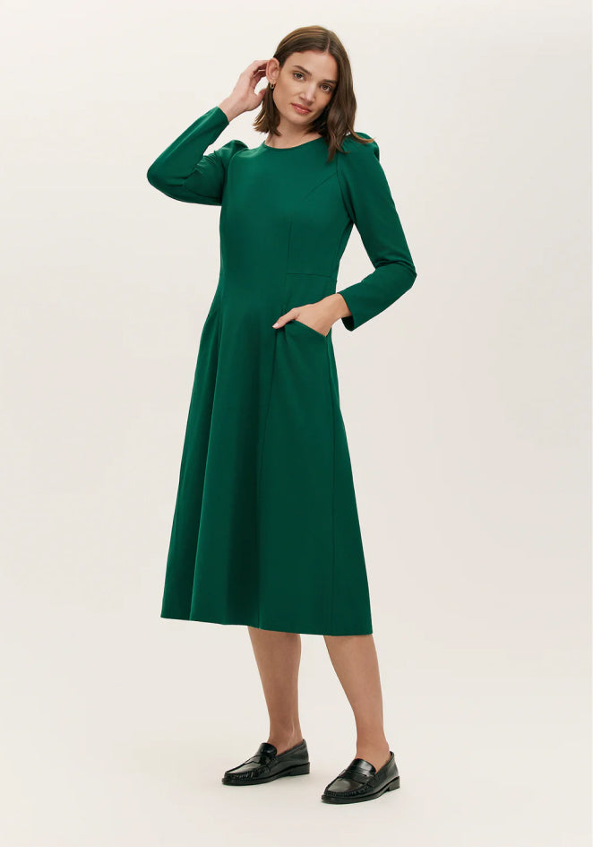 Felice Bottle Green Ponte Jersey Midi Dress