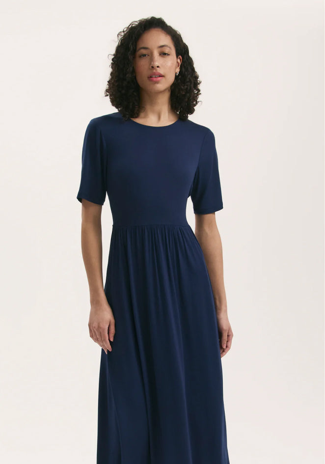 Kathryn Navy Jersey Midi T-Shirt Dress