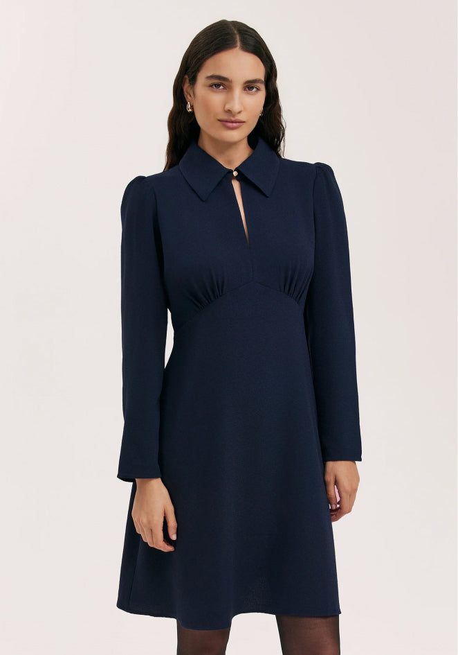 Sabine Navy Crepe Short Dress