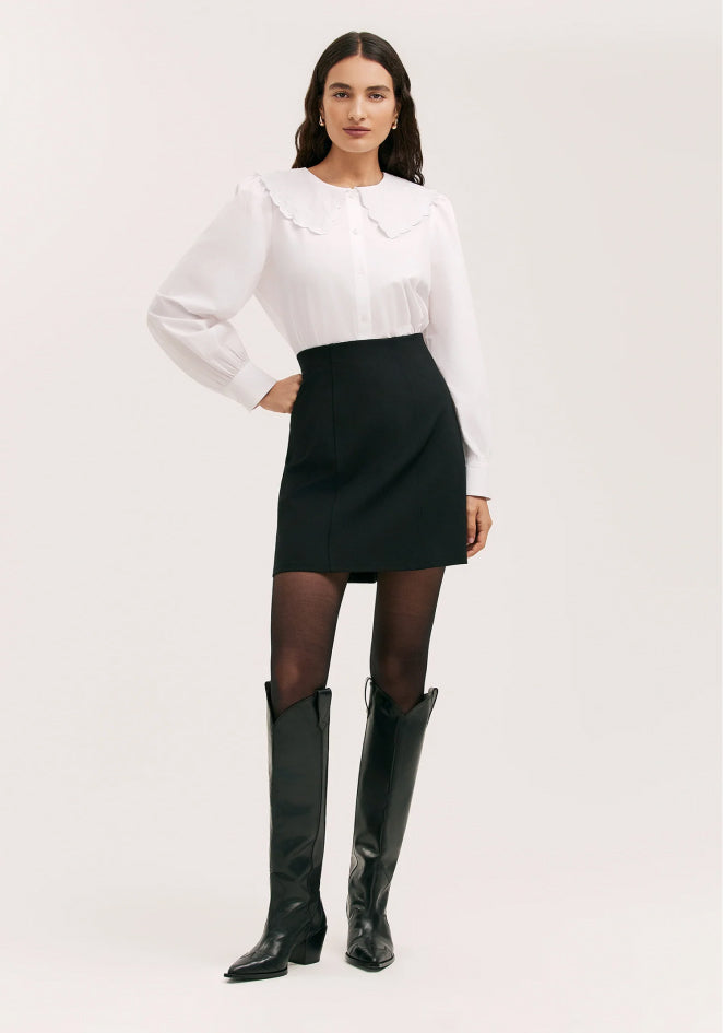 Helia Navy Ponte Jersey Midi Skirt