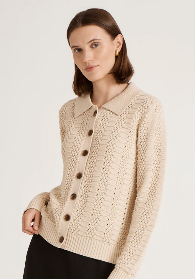 Emlyn Oatmeal Knitted Cardigan