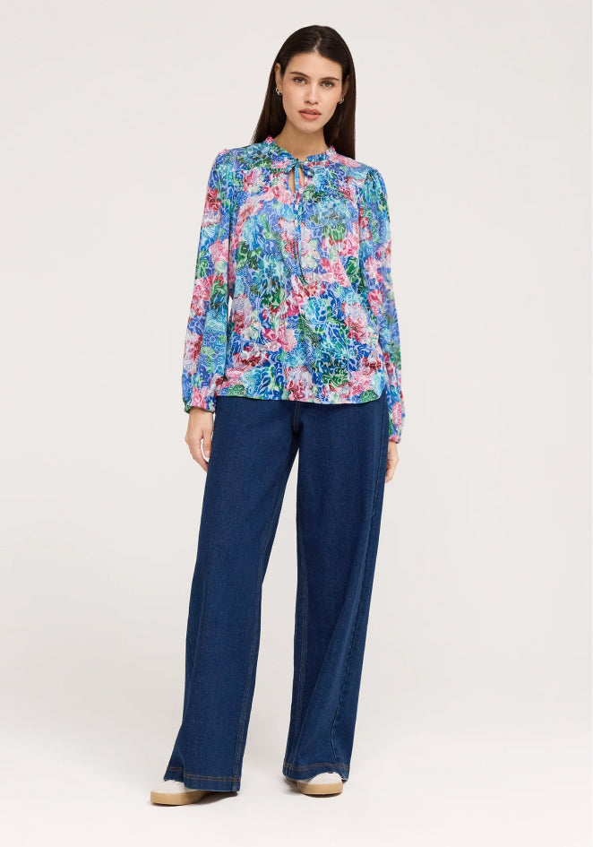Lizzie Indigo Floral Jersey Blouse