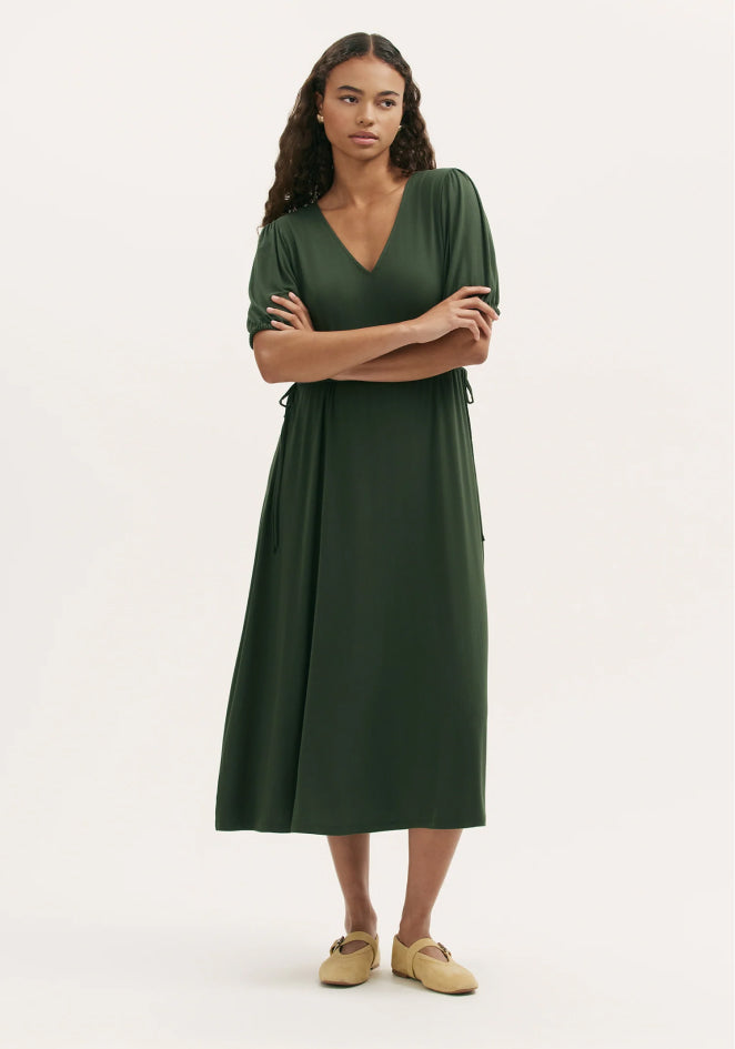 Hessa Khaki Jersey Midi Dress