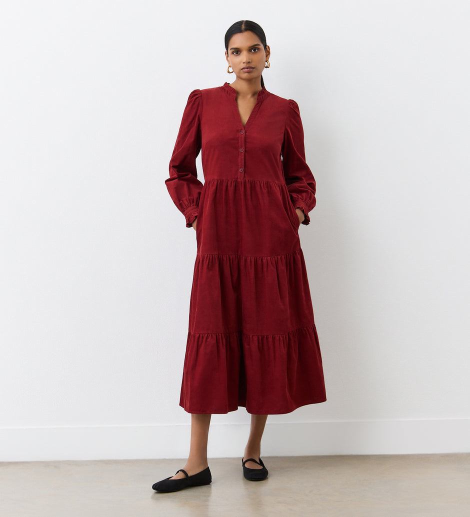 Cream Corduroy Audrey Midi Dress