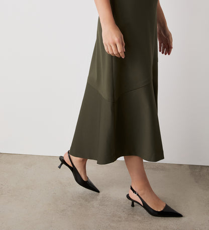 Grace Khaki Ponte Jersey Midi Skirt