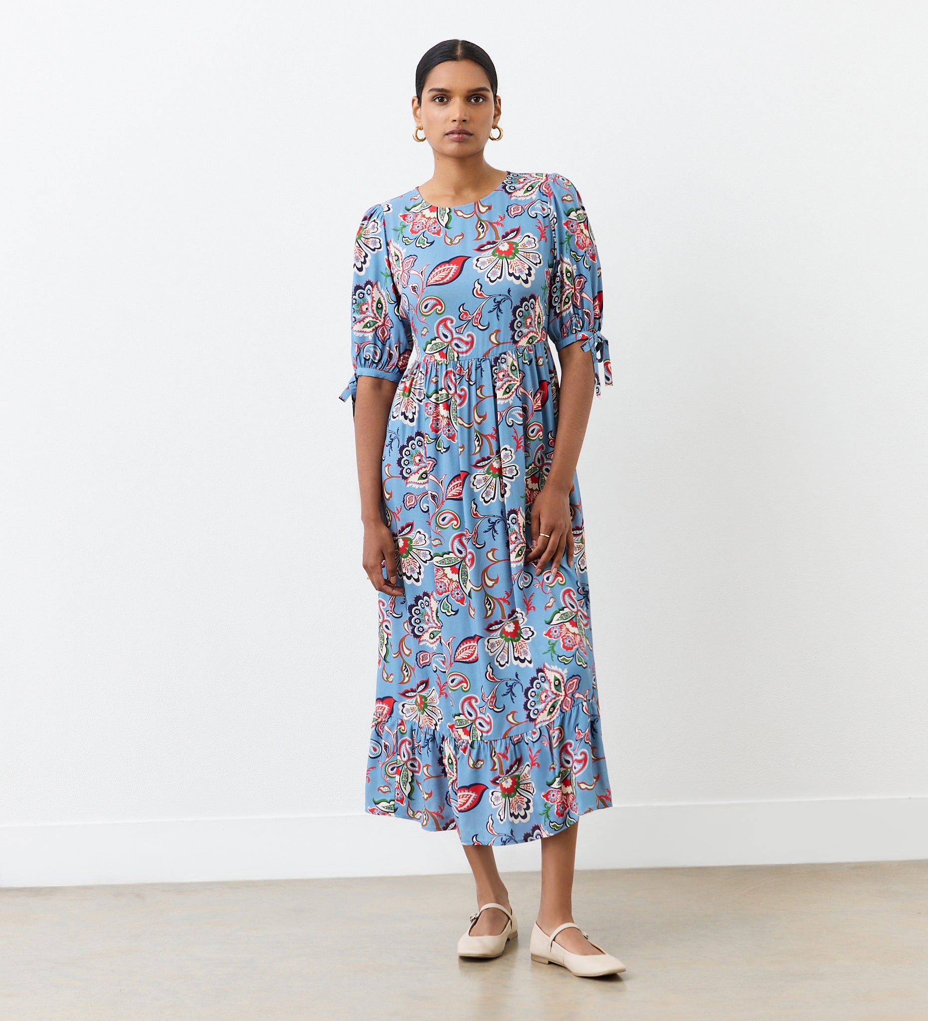 midi smock dress uk Reworked Black and pink floral midi smock dress with pussybow
