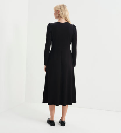 Gilly Black Ponte Jersey Midi Dress