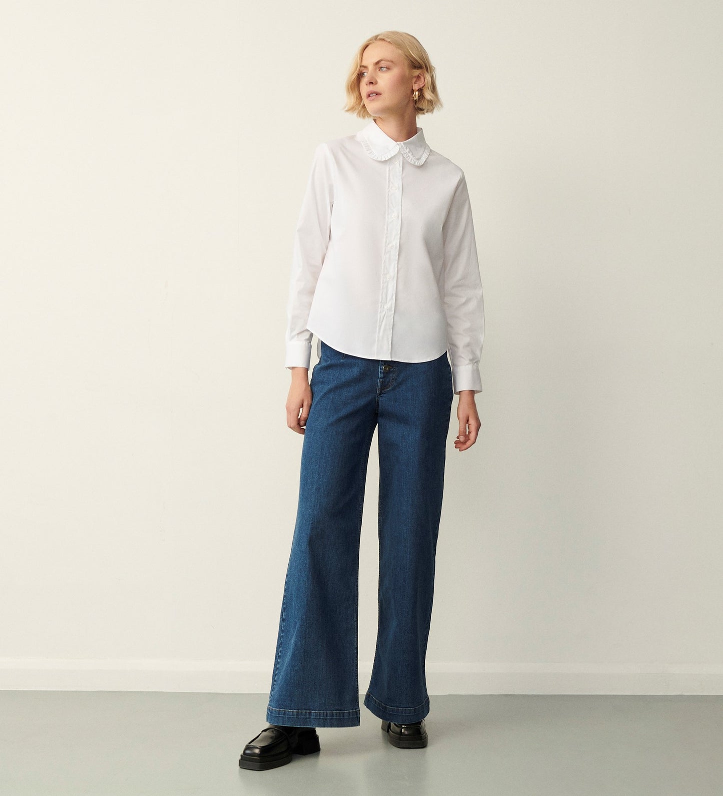 Nina White Long Sleeve Cotton Rich Shirt