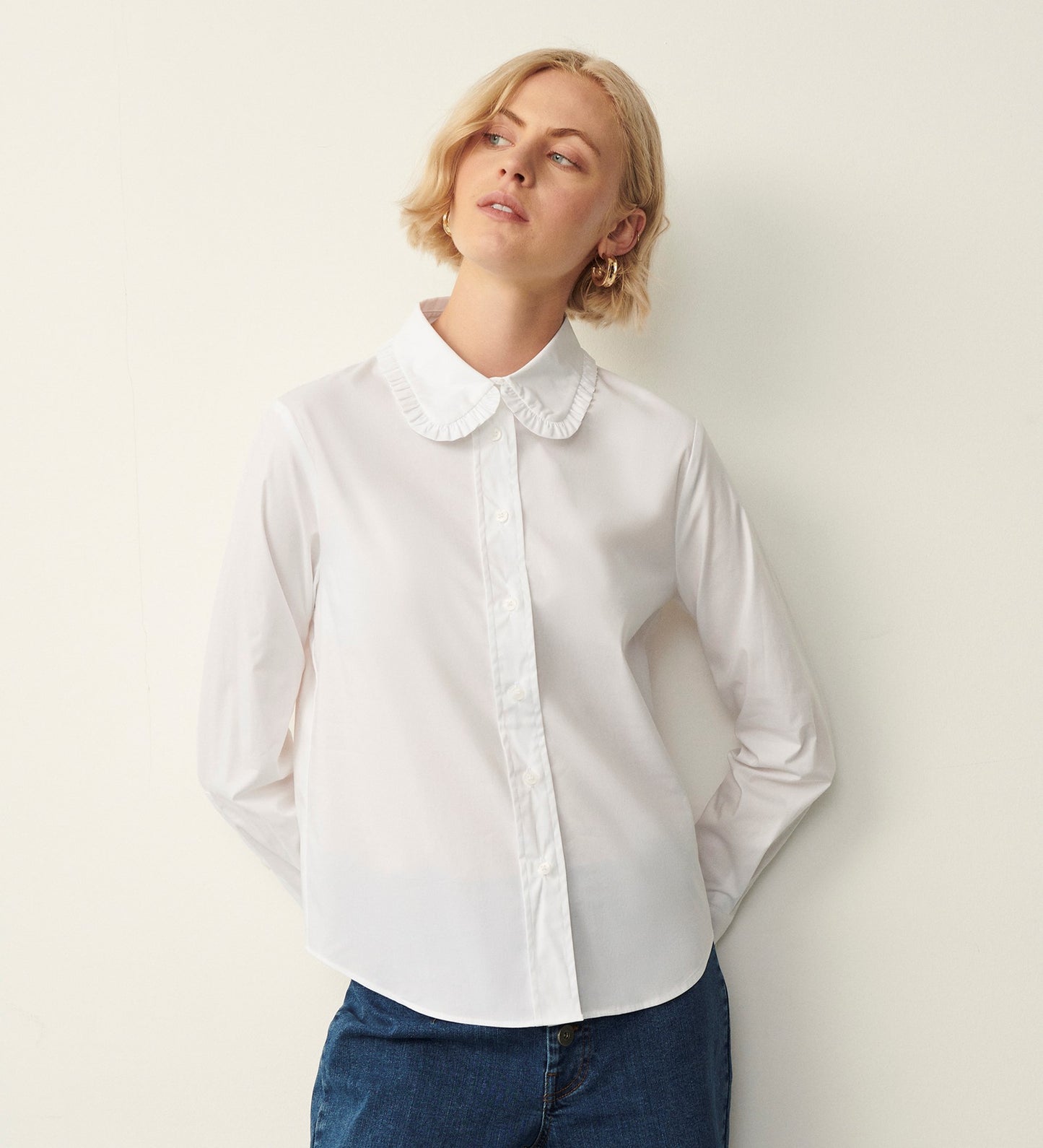 Nina White Long Sleeve Cotton Rich Shirt