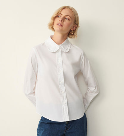 Nina White Long Sleeve Cotton Rich Shirt