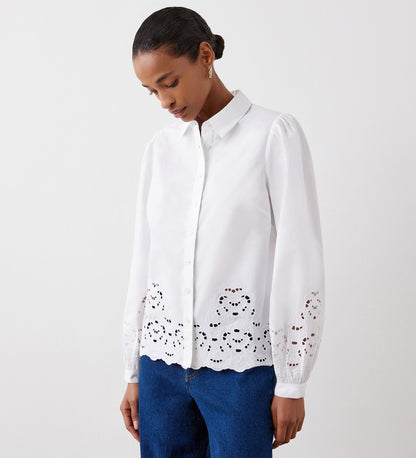 Jayne White Broderie Cotton Shirt