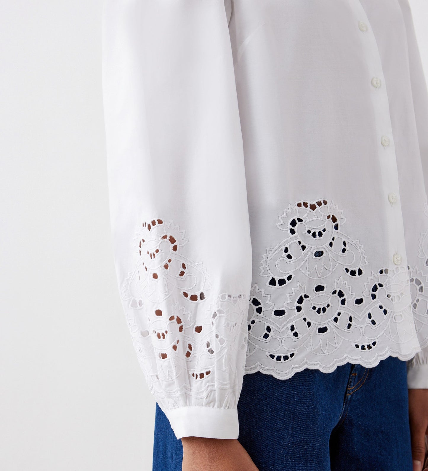 Jayne White Broderie Cotton Shirt