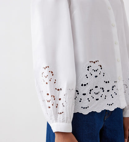 Jayne White Broderie Cotton Shirt