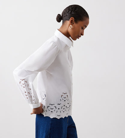 Jayne White Broderie Cotton Shirt