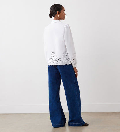 Jayne White Broderie Cotton Shirt