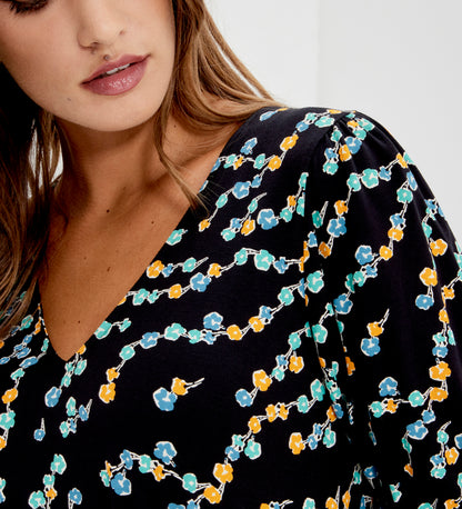 Hessa Black Rose Bud Jersey Midi Dress
