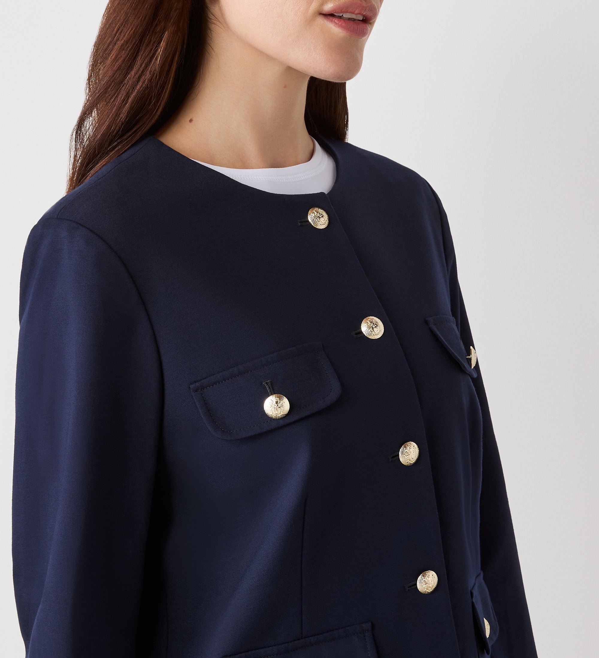 Imogen Navy Ponte Jersey Jacket – Finery London