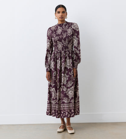 Jovie Burgundy Paisley Midi Dress
