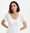 Jemma White Cotton Broderie Square Neck Tiered Midi Dress