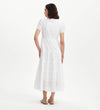 Jemma White Cotton Broderie Square Neck Tiered Midi Dress
