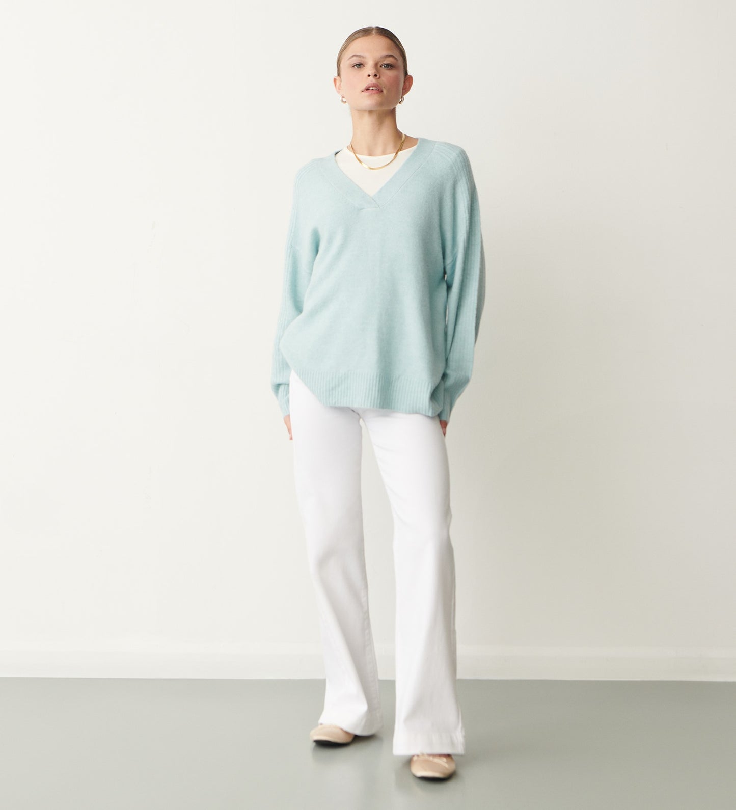 Maddie Pale Blue V Neck Jumper