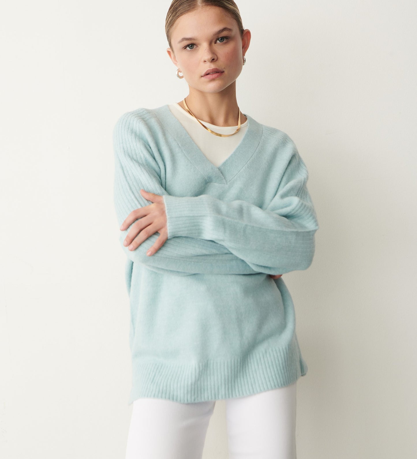 Maddie Pale Blue V Neck Jumper
