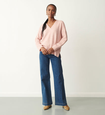 Maddie Pale Pink V Neck Jumper