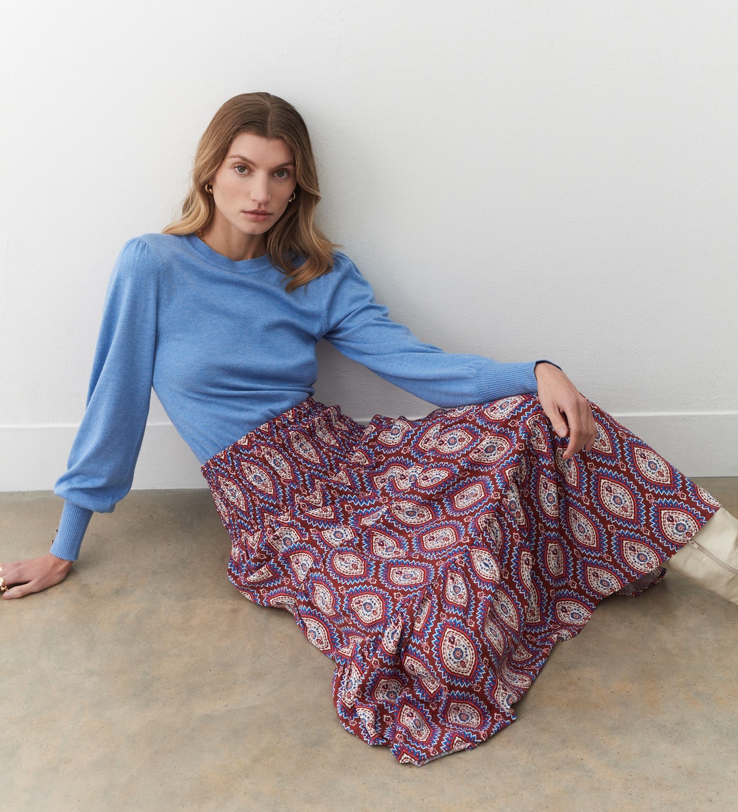 Avery Pale Blue Knitted Crew Jumper