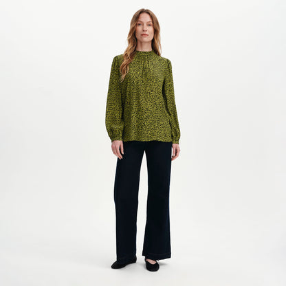 Keira Green Leopard Crepe Top