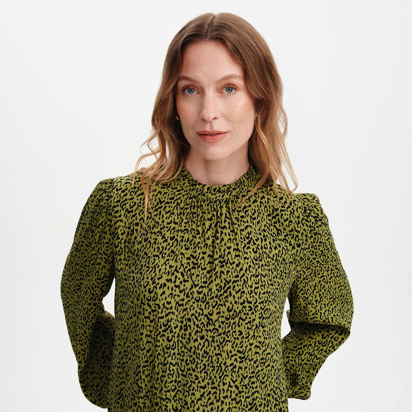 Keira Green Leopard Crepe Top
