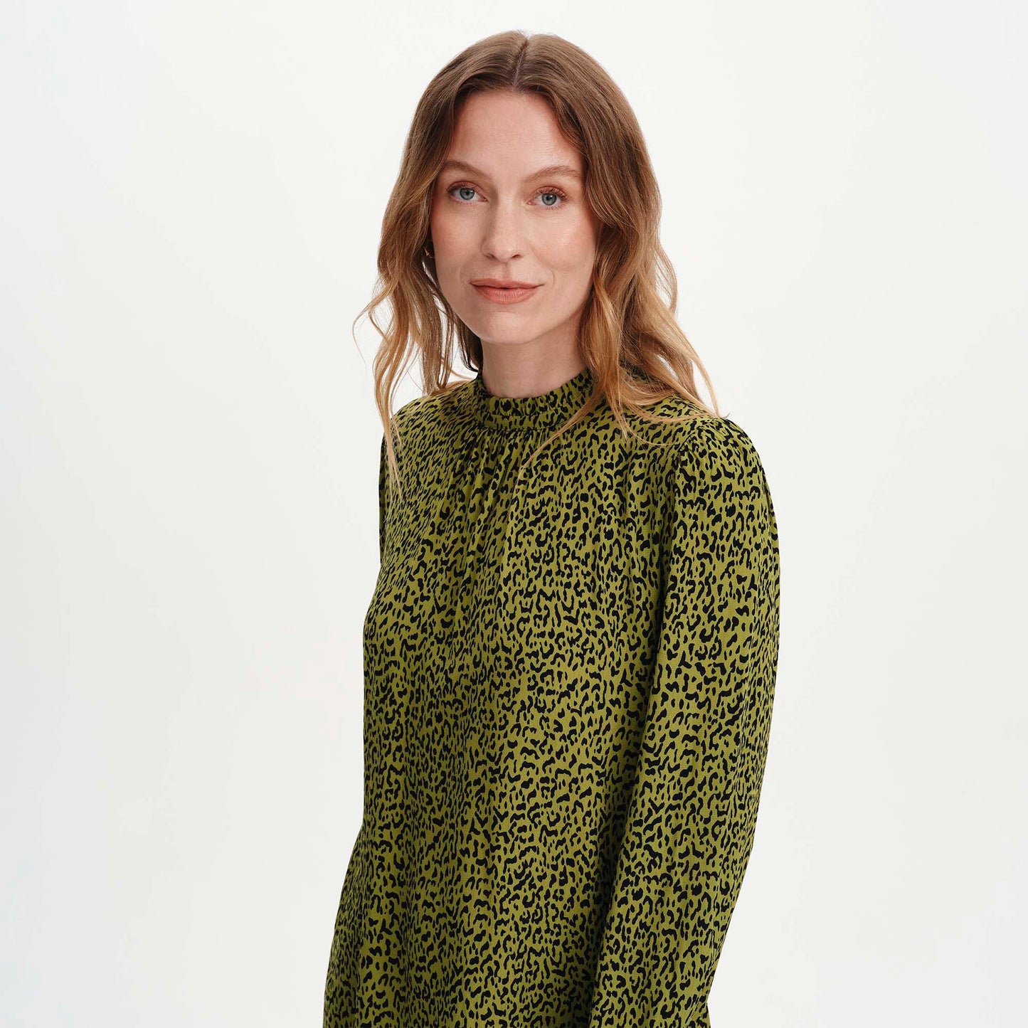 Keira Green Leopard Crepe Top