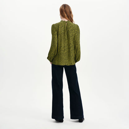Keira Green Leopard Crepe Top