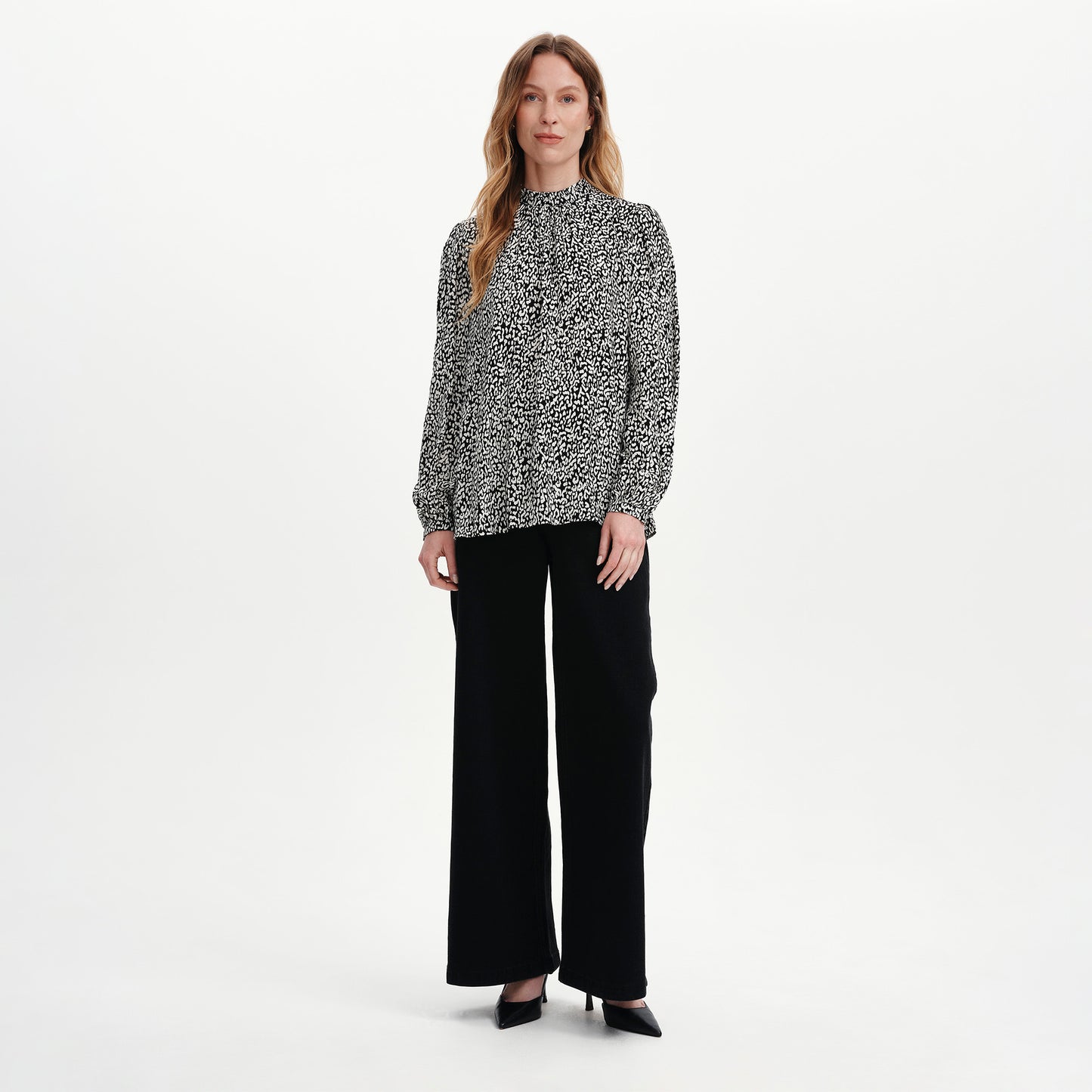 Keira Black Leopard Crepe Top