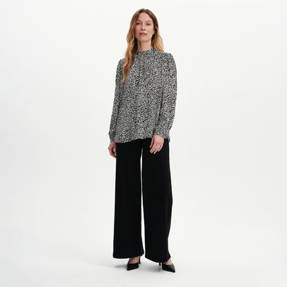 Keira Black Leopard Crepe Top
