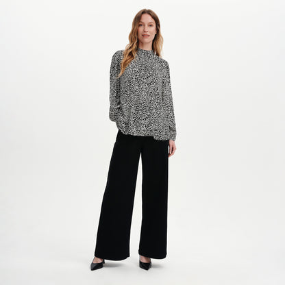 Keira Black Leopard Crepe Top