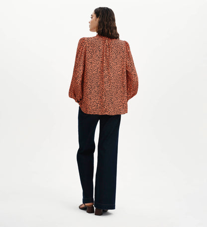 Keira Orange Leopard Crepe Top