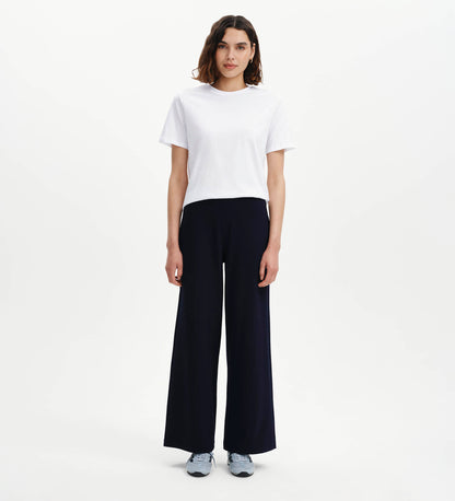 Kenzie Navy Wide Leg Full Length Elasticated Waist Trousers